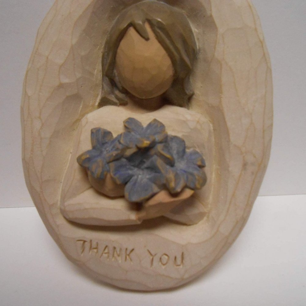 Willow Tree #26514 Thank You Plaque DEMDACO Angel w/flowers - Picture 2 of 4